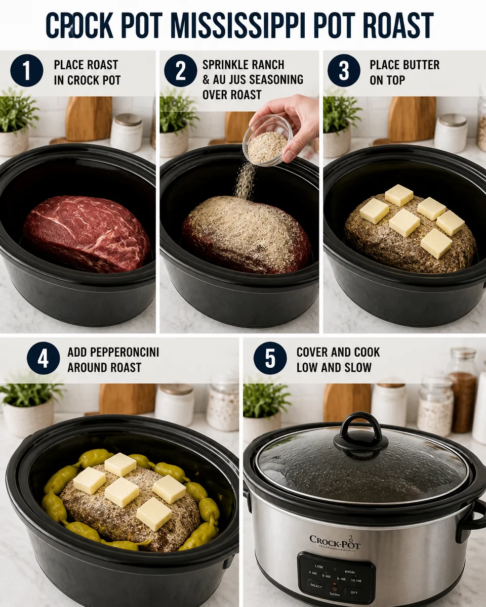 Crock Pot Mississippi Pot Roast with Pepperoncini