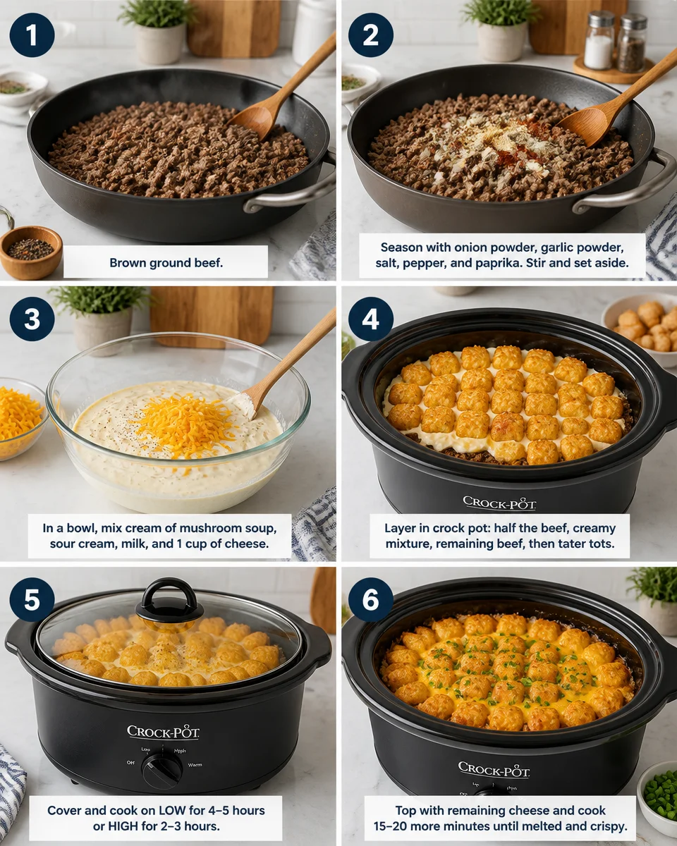 Crock Pot Tater Tot Casserole with Ground Beef