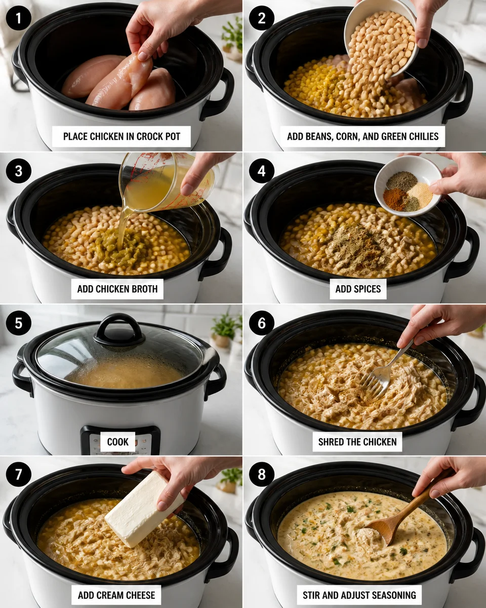 Crock Pot White Chicken Chili with Cream Cheese