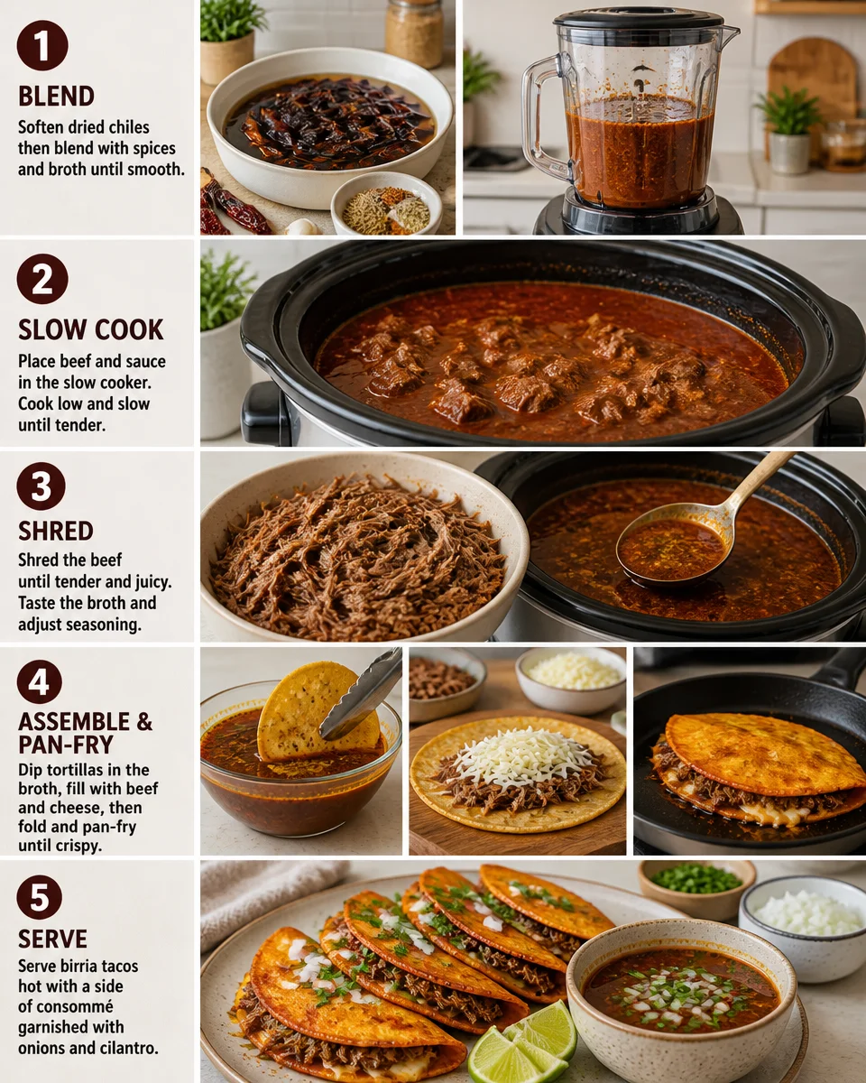 Easy Birria Tacos with Consommé (Slow Cooker!)