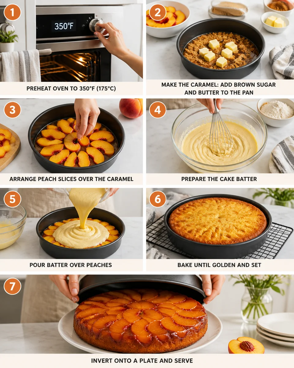 Fresh Peach Upside Down Cake with Brown Sugar