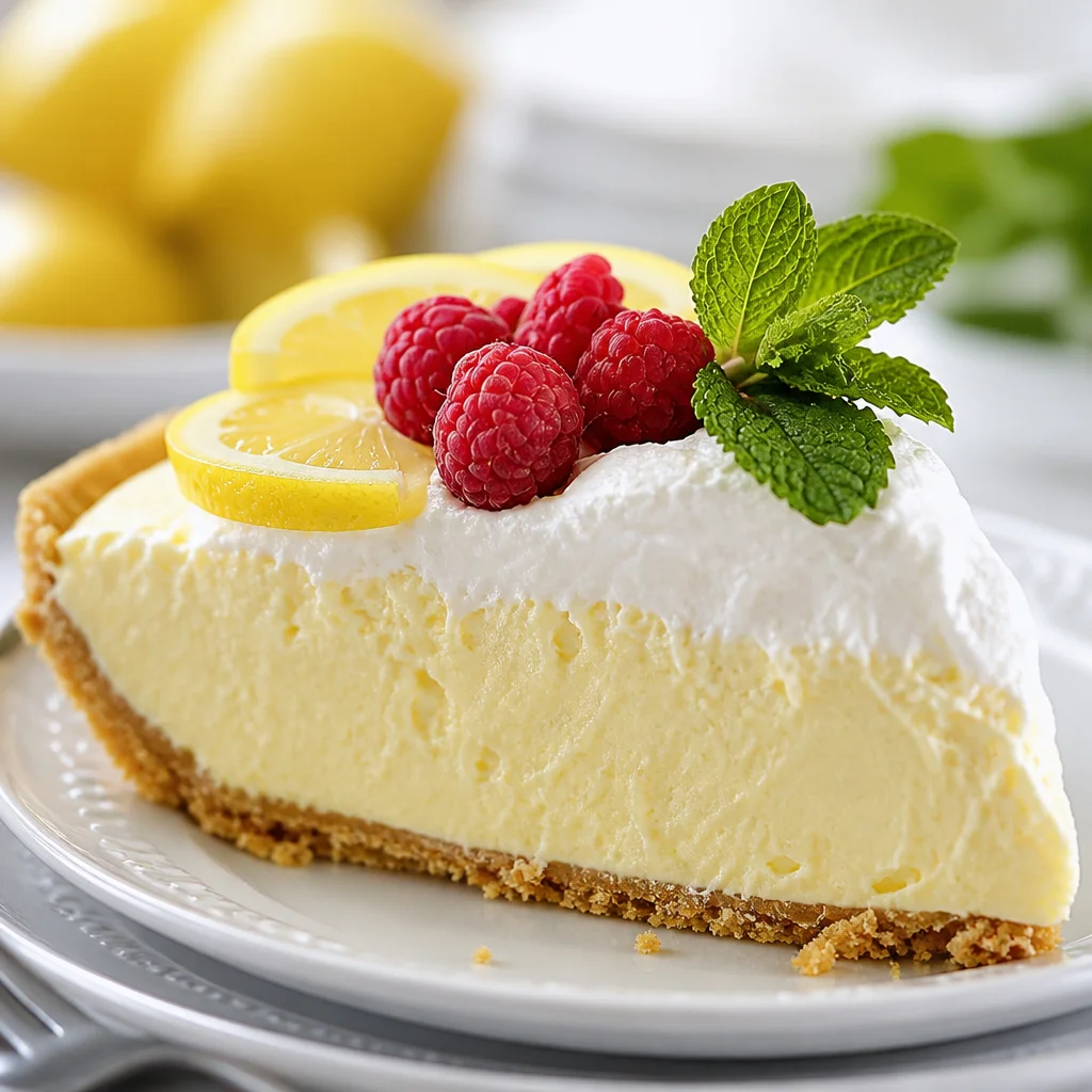 Frozen Lemonade Pie with Graham Cracker Crust garnished and ready to serve.