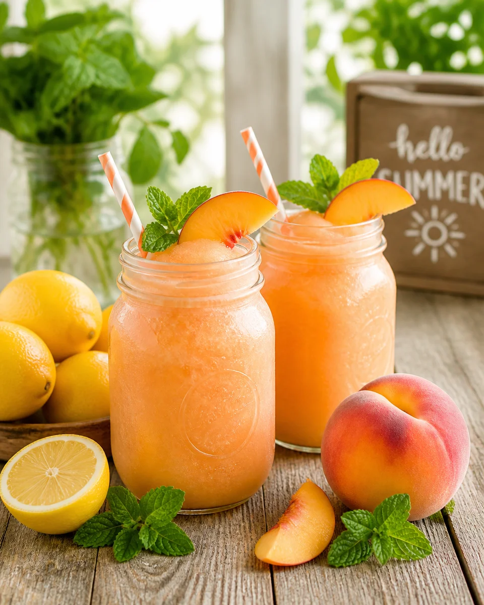 Frozen Peach Mango Lemonade Slush