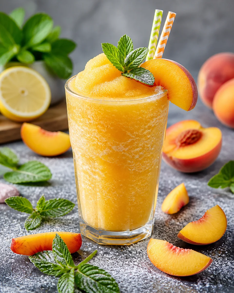 Frozen Peach Mango Lemonade Slush