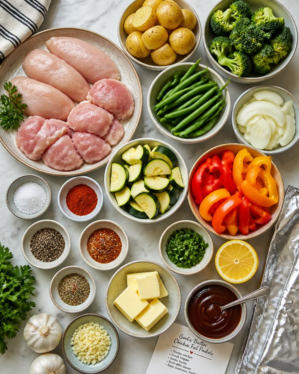 Garlic Butter Chicken and Vegetable Foil Packets