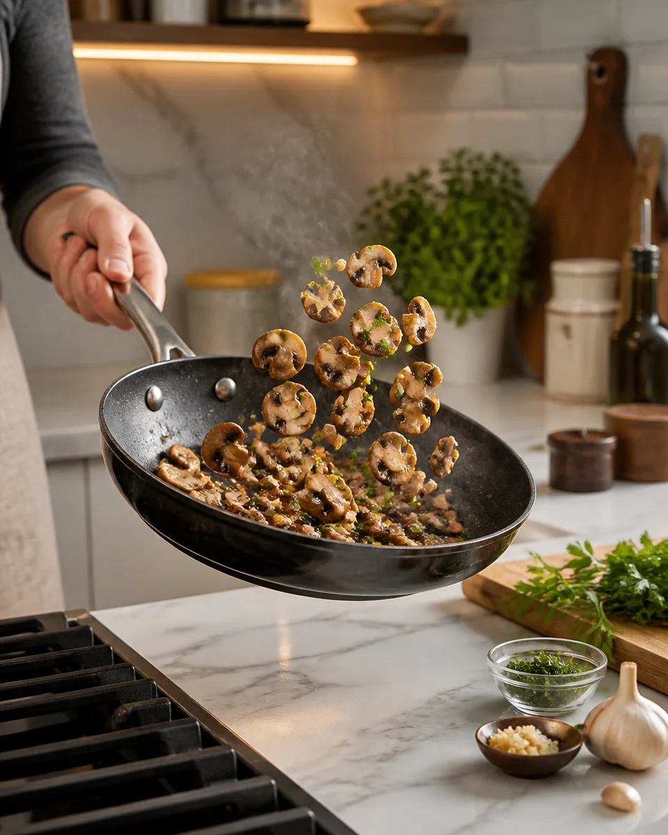 Garlic Butter Mushroom and Goat Cheese Pasta