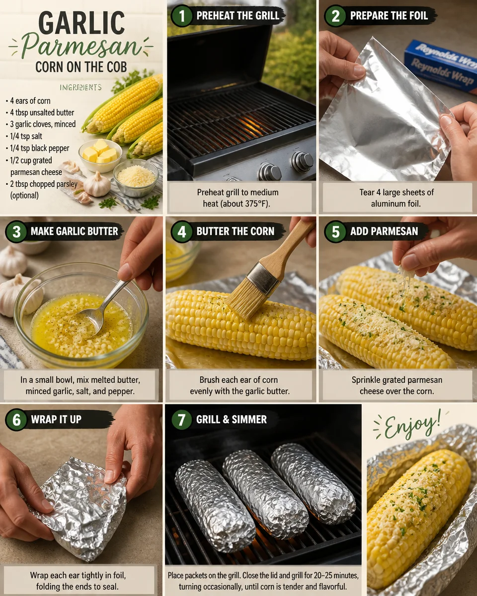 Garlic Parmesan Corn on the Cob Foil Packets