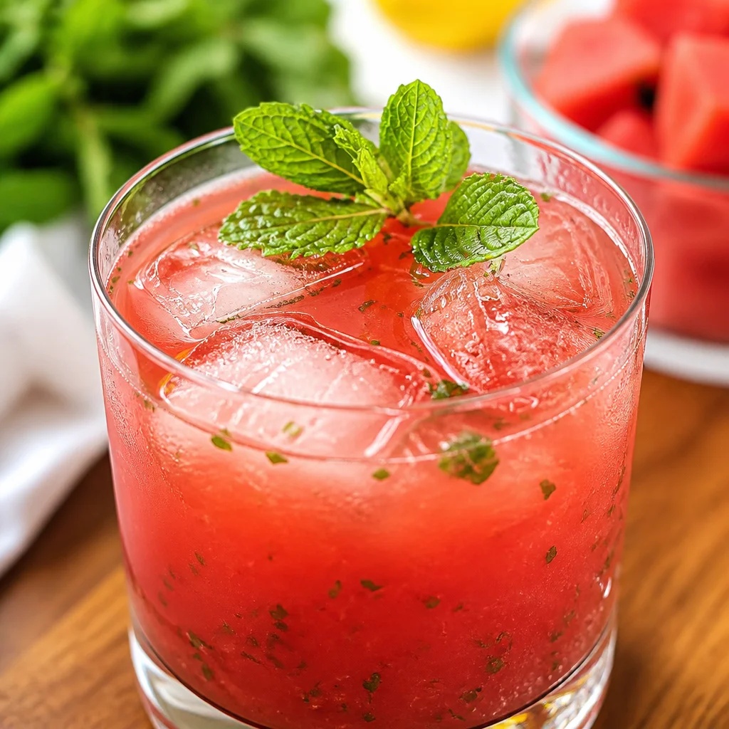 Refreshing Green Watermelon Mint Lemonade served in glasses with mint sprigs.