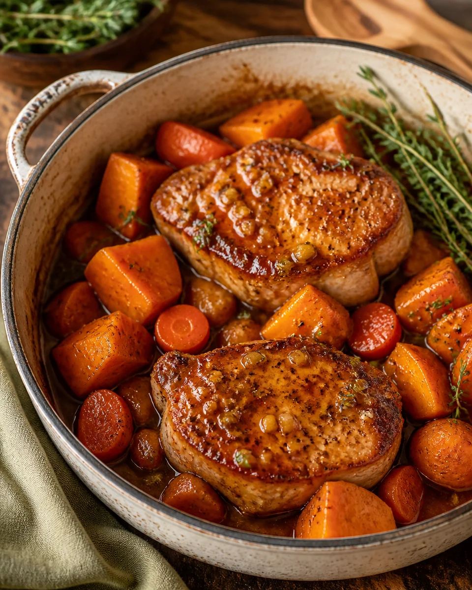 Honey Garlic Pork Chop and Sweet Potato Foil Packets