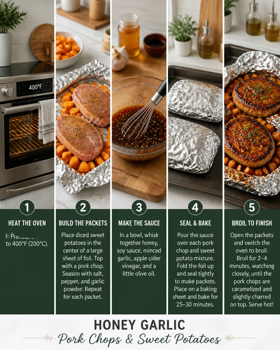 Honey Garlic Pork Chop and Sweet Potato Foil Packets