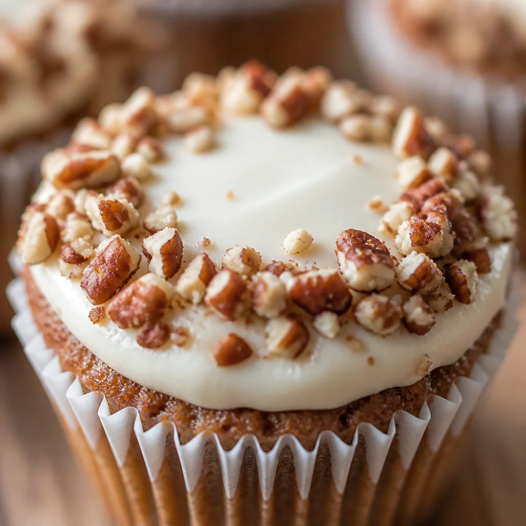 Moist hummingbird cupcakes with pineapple, banana, and cream cheese frosting.