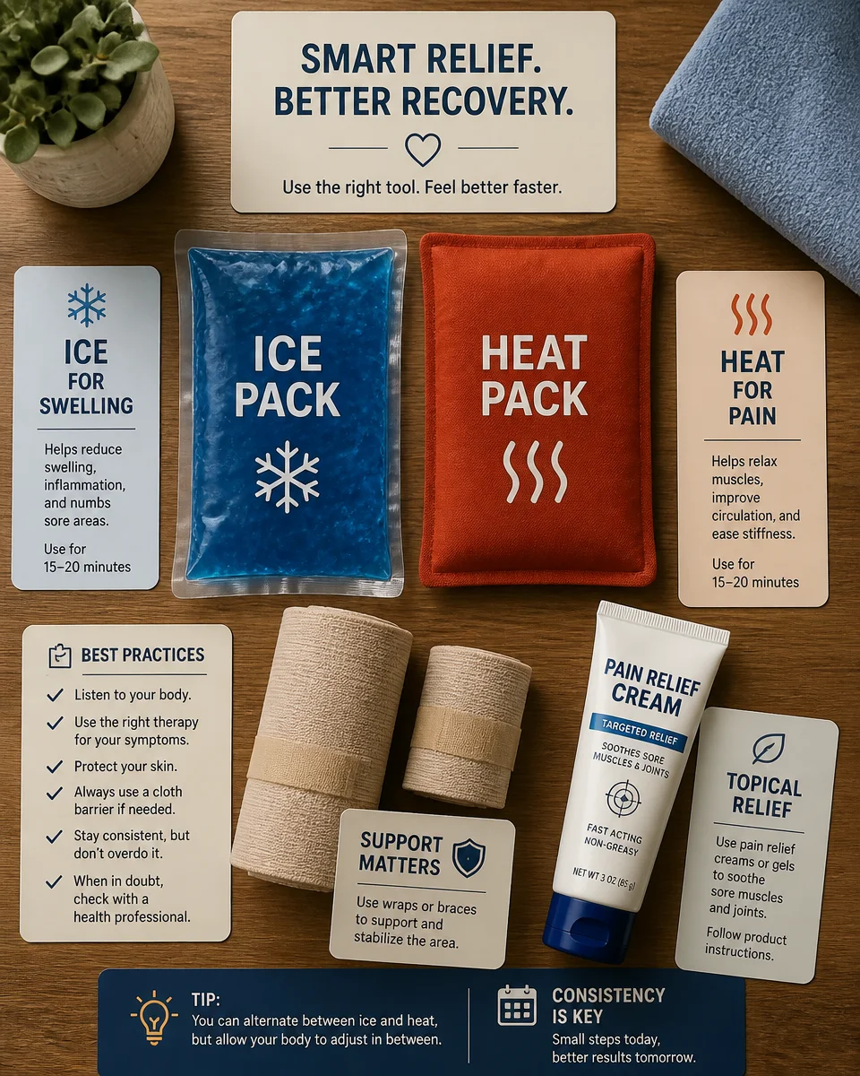 Ice For Fresh Swelling, Heat For Tight Achy Pain