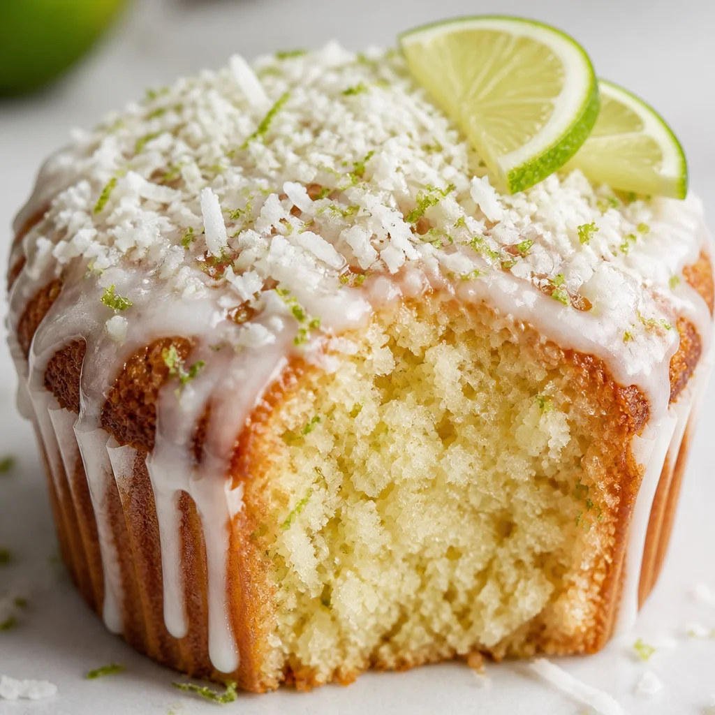 Delicious Key Lime Coconut Heaven Cupcakes topped with lime and coconut shavings.