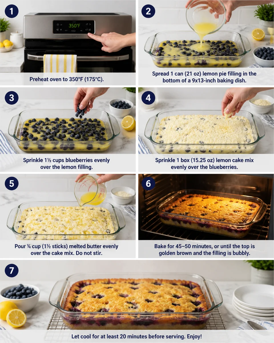 Lemon Blueberry Dump Cake with Butter Crust