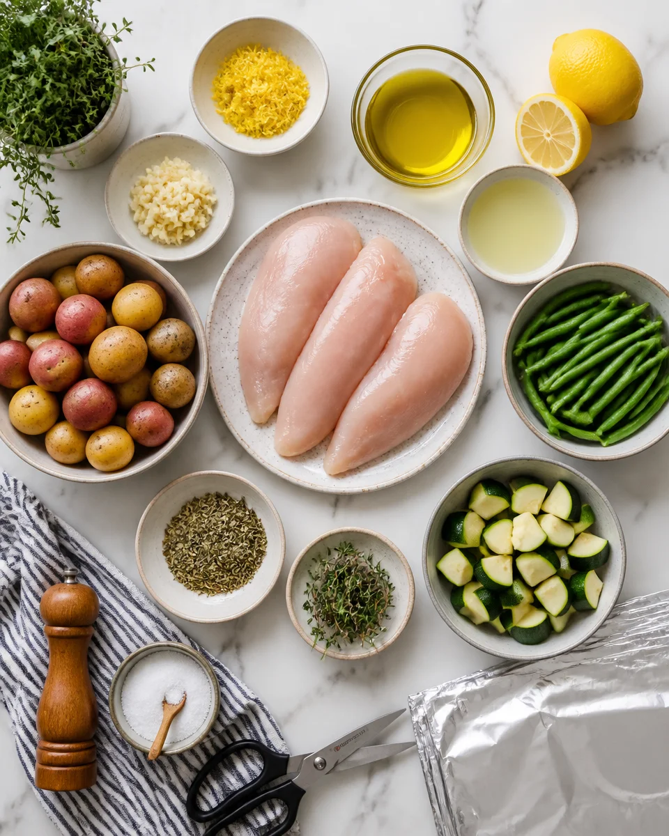 Lemon Herb Chicken and Baby Potato Foil Packets