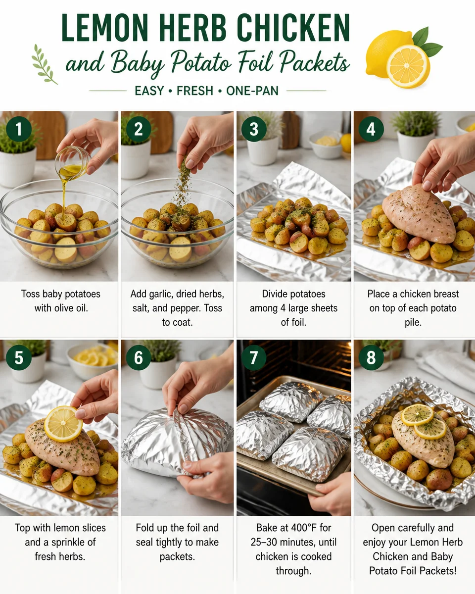 Lemon Herb Chicken and Baby Potato Foil Packets