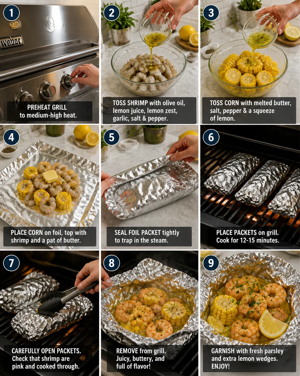 Lemon Pepper Shrimp and Corn Foil Packets