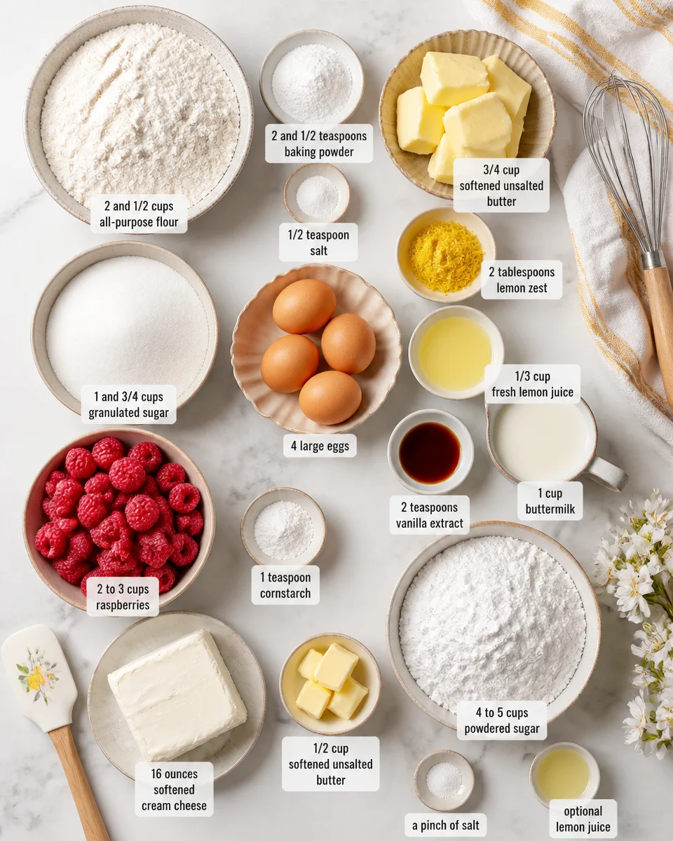 Lemon Raspberry Layer Cake with Cream Cheese Frosting