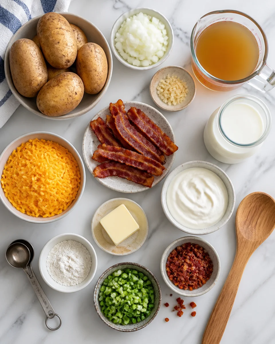 Loaded Baked Potato Soup with Bacon and Cheddar