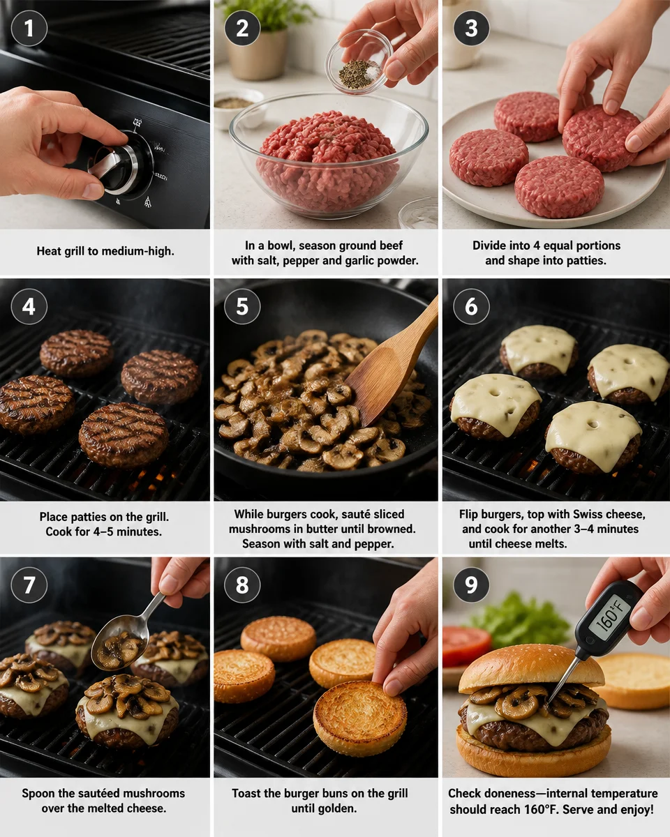 Mushroom And Swiss Burger Foil Packets