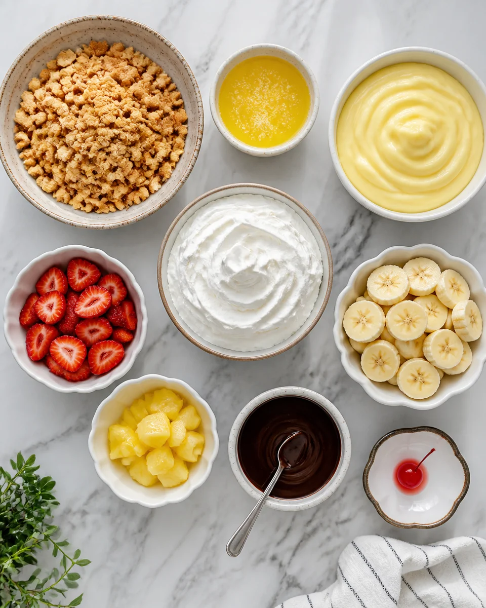 No-Bake Banana Split Dessert Cups