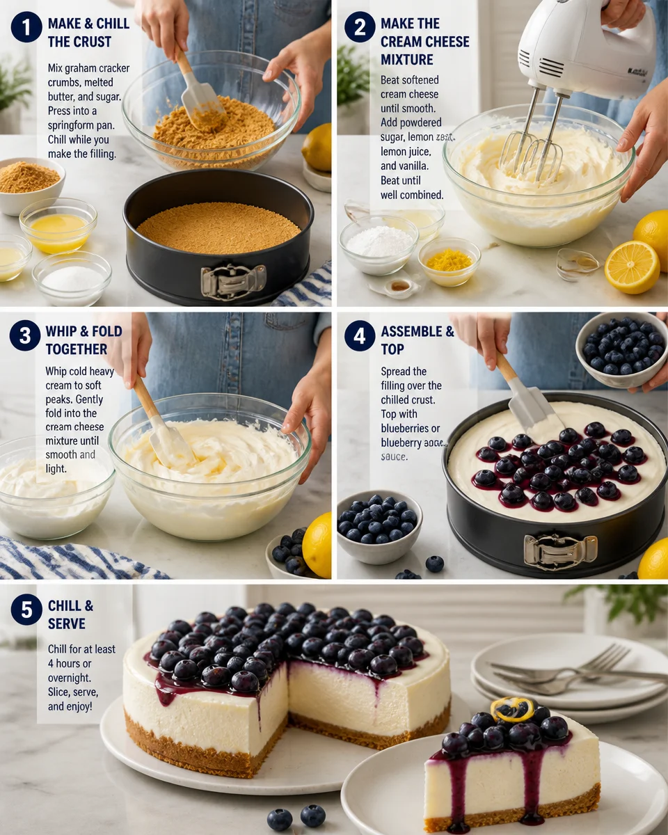 No-Bake Lemon Blueberry Cheesecake