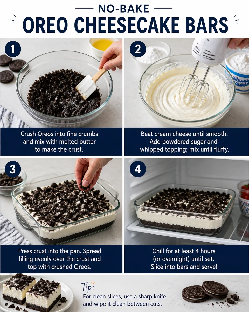 No-Bake Oreo Cheesecake Bars