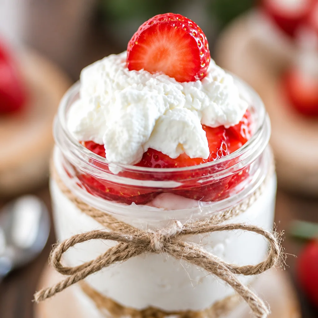 Delicious No-Bake Strawberry Cheesecake Jars with fresh strawberries and creamy filling.