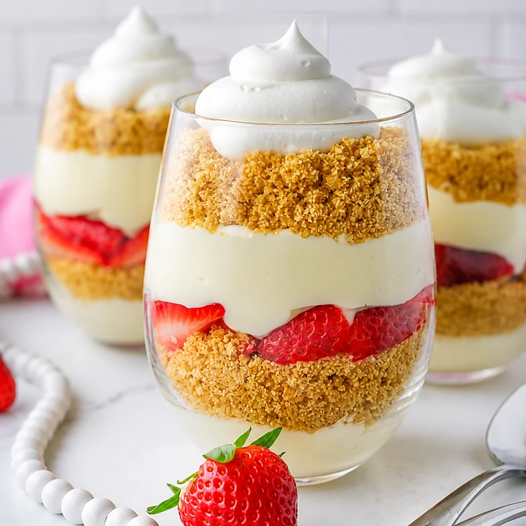 No-Bake Strawberry Lemon Cheesecake Cups with fresh strawberries and lemon zest