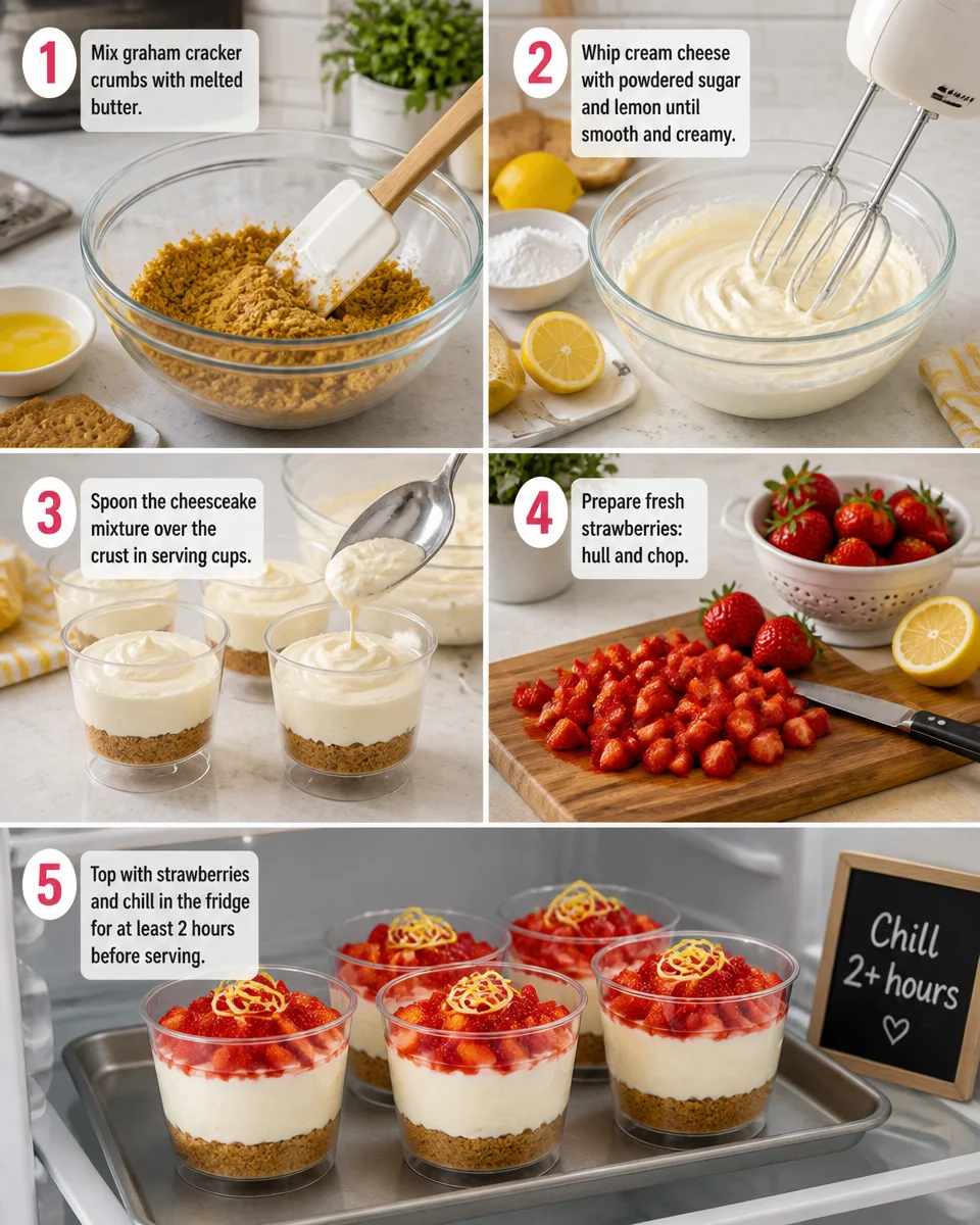 No-Bake Strawberry Lemon Cheesecake Cups