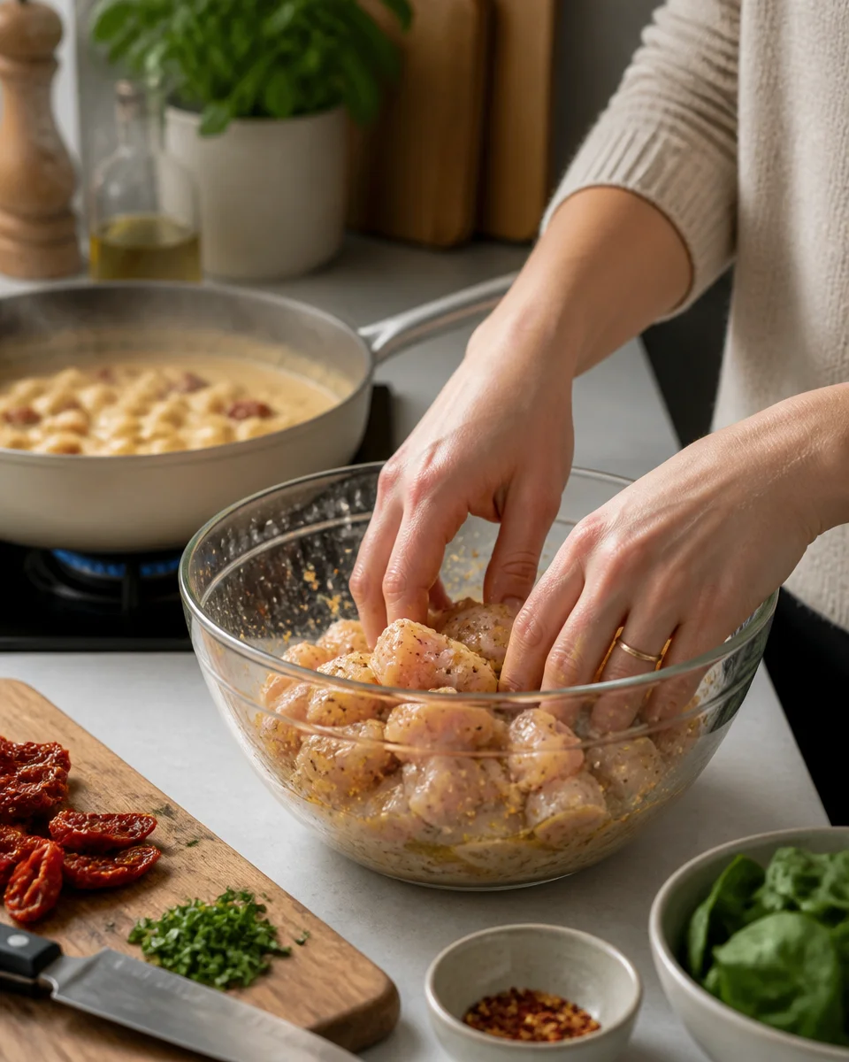 One Pan Creamy Sun-Dried Tomato Chicken Gnocchi