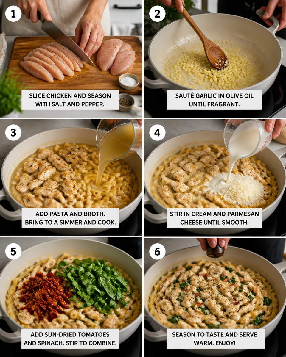 One Pan Creamy Tuscan Chicken Pasta