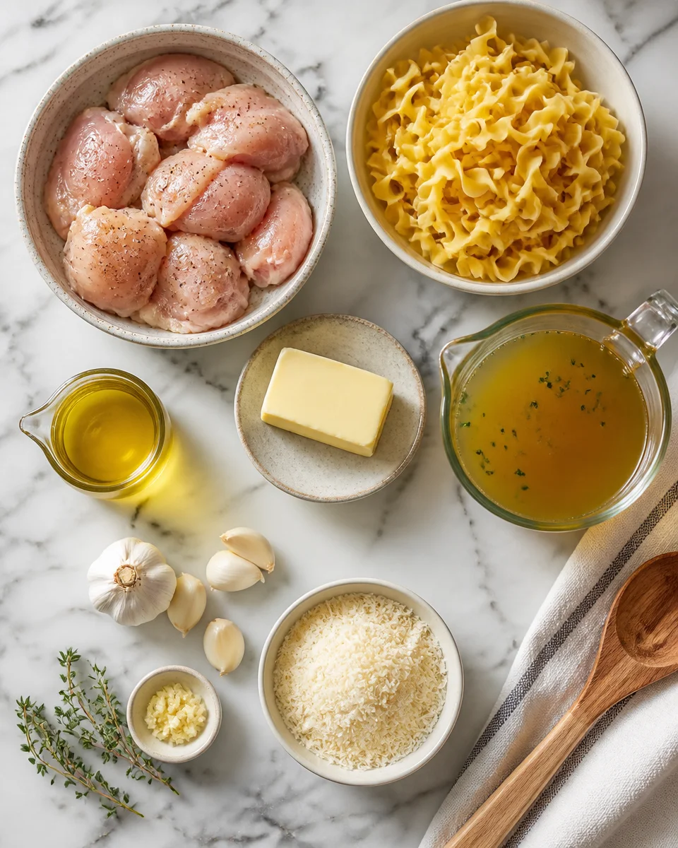 One Pan Garlic Butter Chicken and Egg Noodles