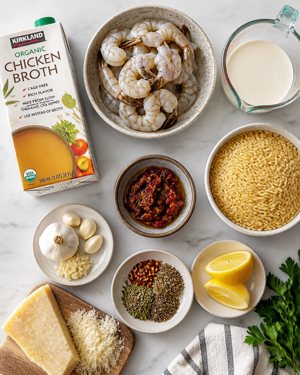 One Pan Marry Me Shrimp with Creamy Orzo