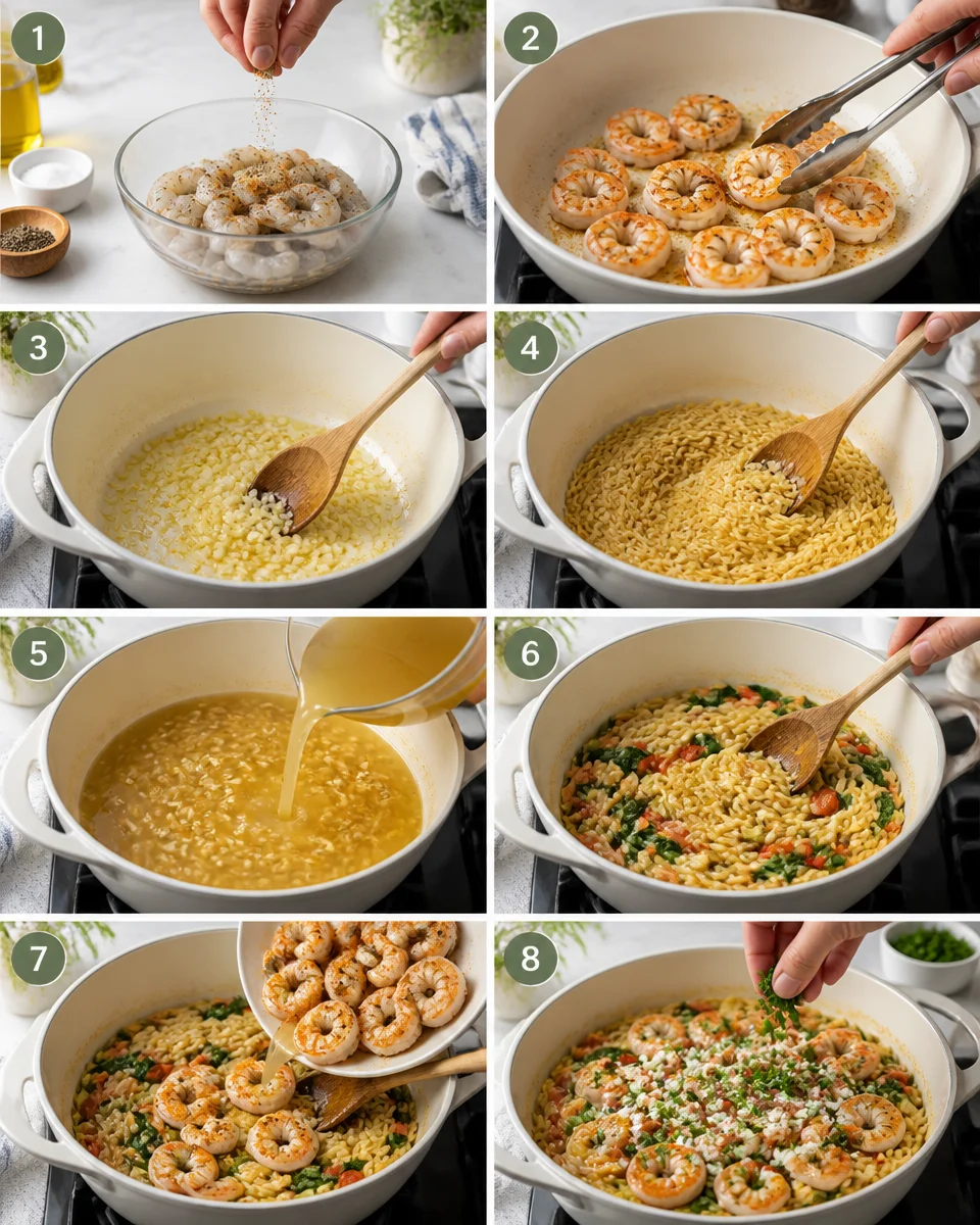 One Pan Marry Me Shrimp with Creamy Orzo