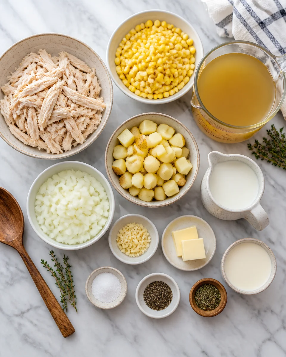 One Pot Creamy Chicken and Corn Chowder