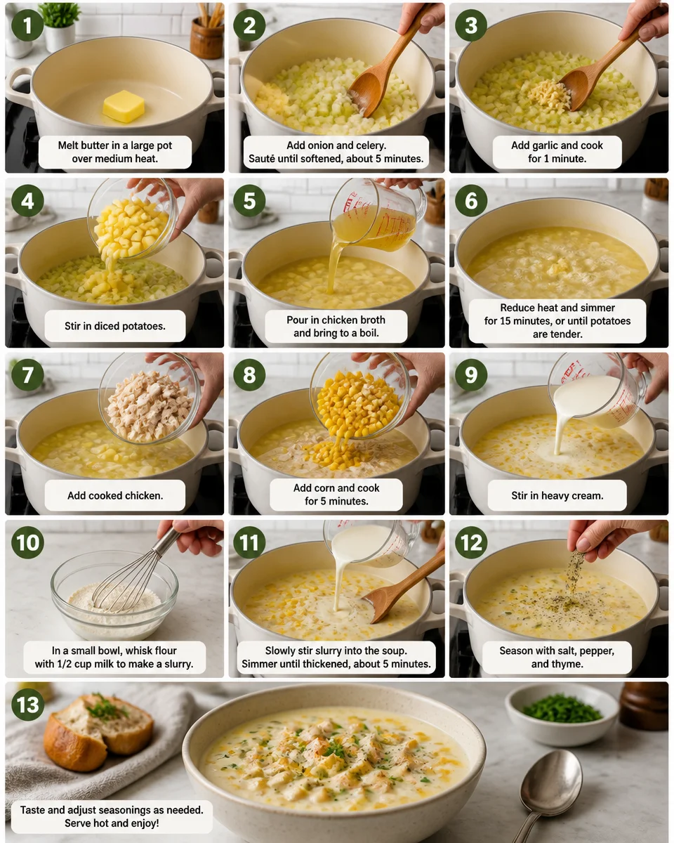 One Pot Creamy Chicken and Corn Chowder