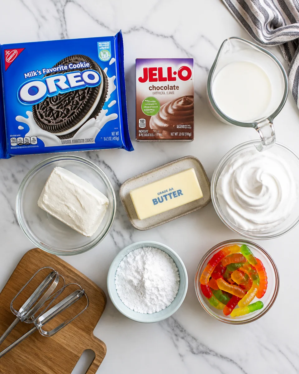Oreo Dirt Cake with Gummy Worms