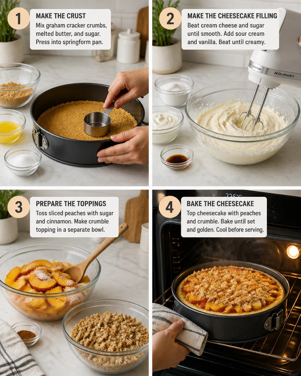 Peach Cobbler Cheesecake with Graham Crust