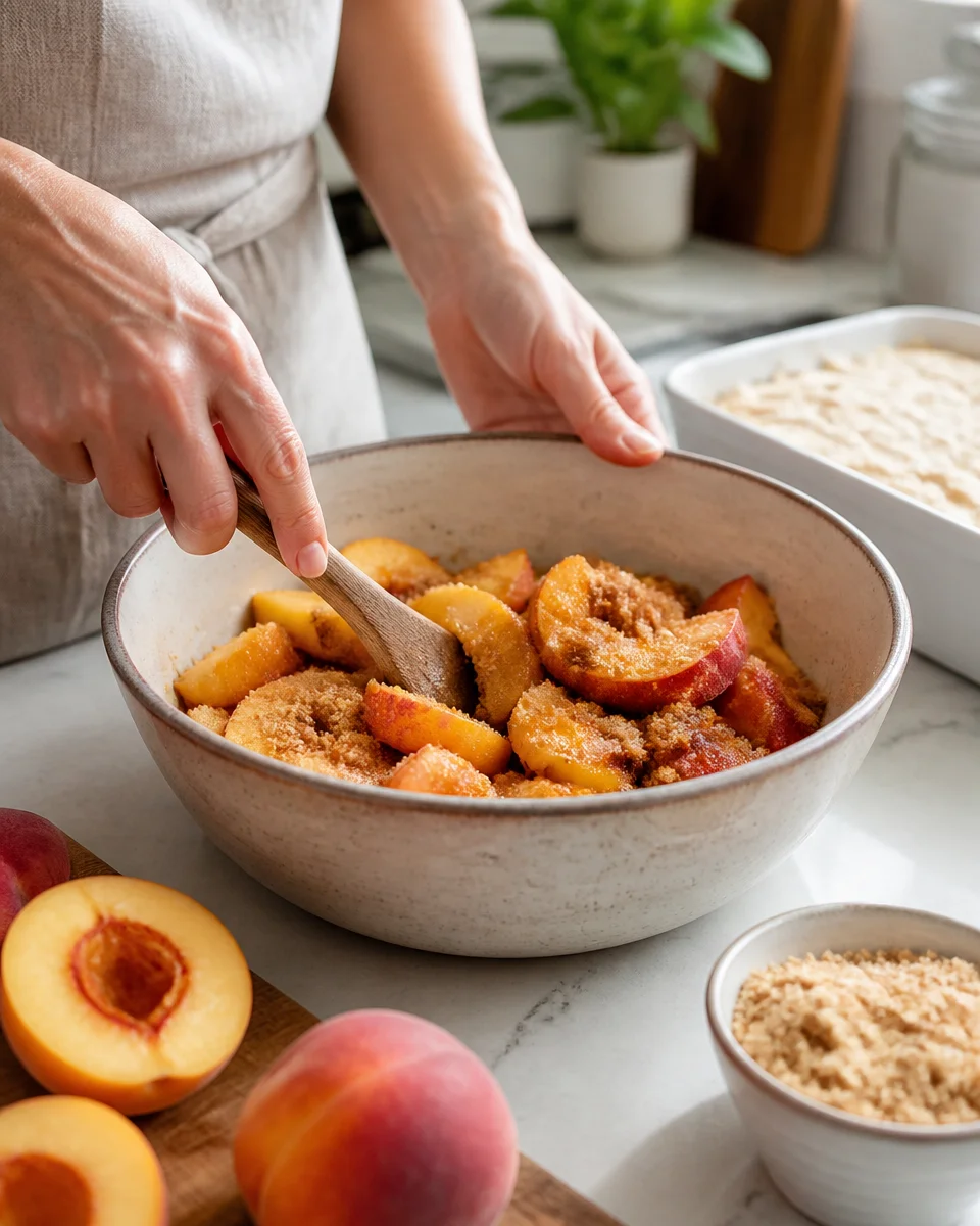 Peach Cobbler Dump Cake with Brown Sugar Crumble