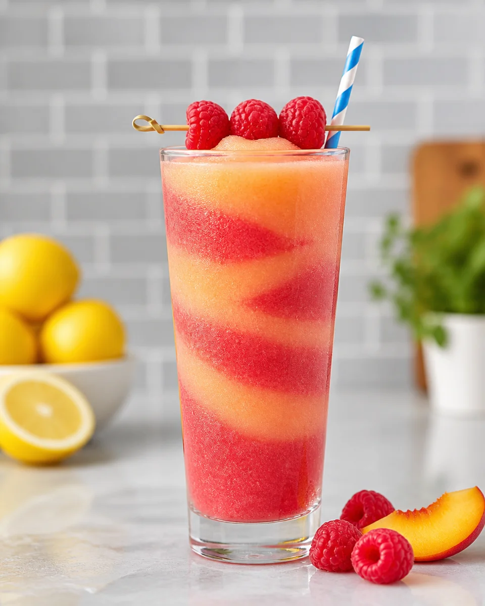 Peach Raspberry Lemonade Slush