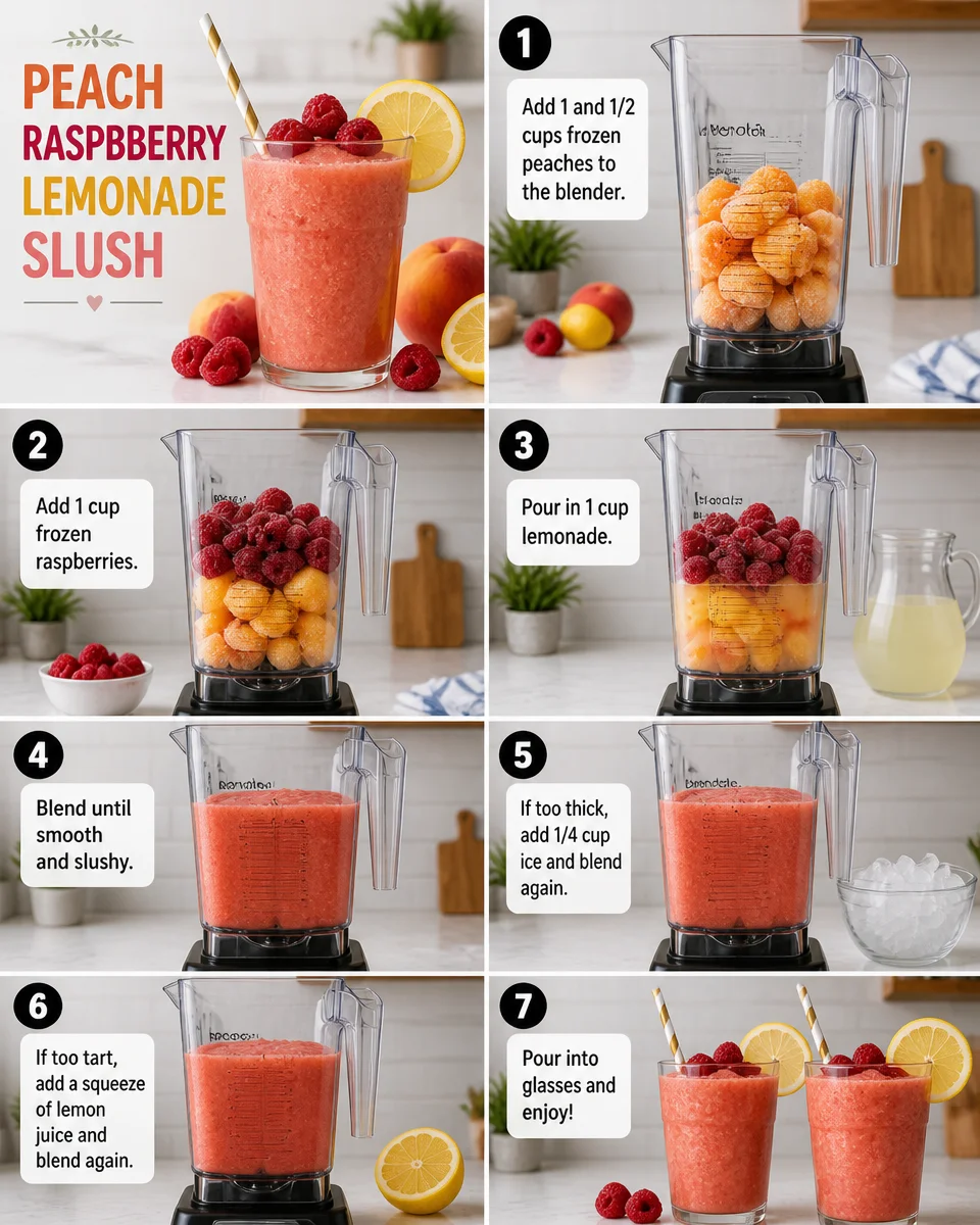 Peach Raspberry Lemonade Slush