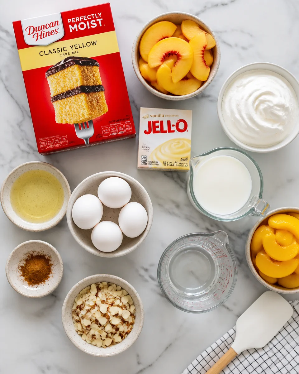 Peaches and Cream Poke Cake