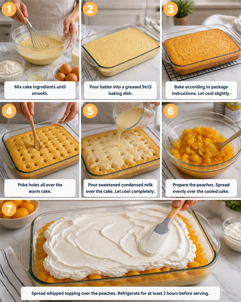 Peaches and Cream Poke Cake