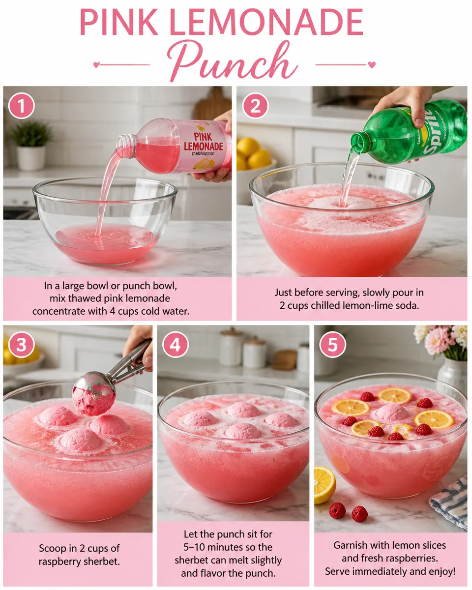 Pink Lemonade Punch with Raspberry Sherbet