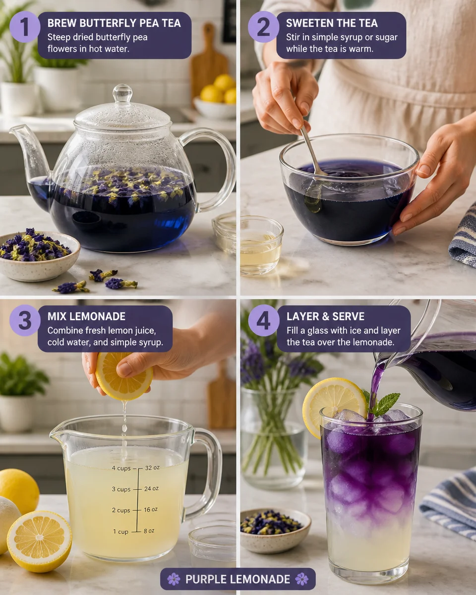 Purple Lemonade with Butterfly Pea Flower