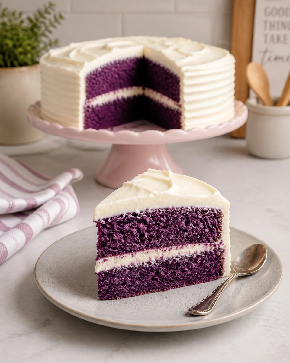 Purple Velvet Cake with Cream Cheese Frosting