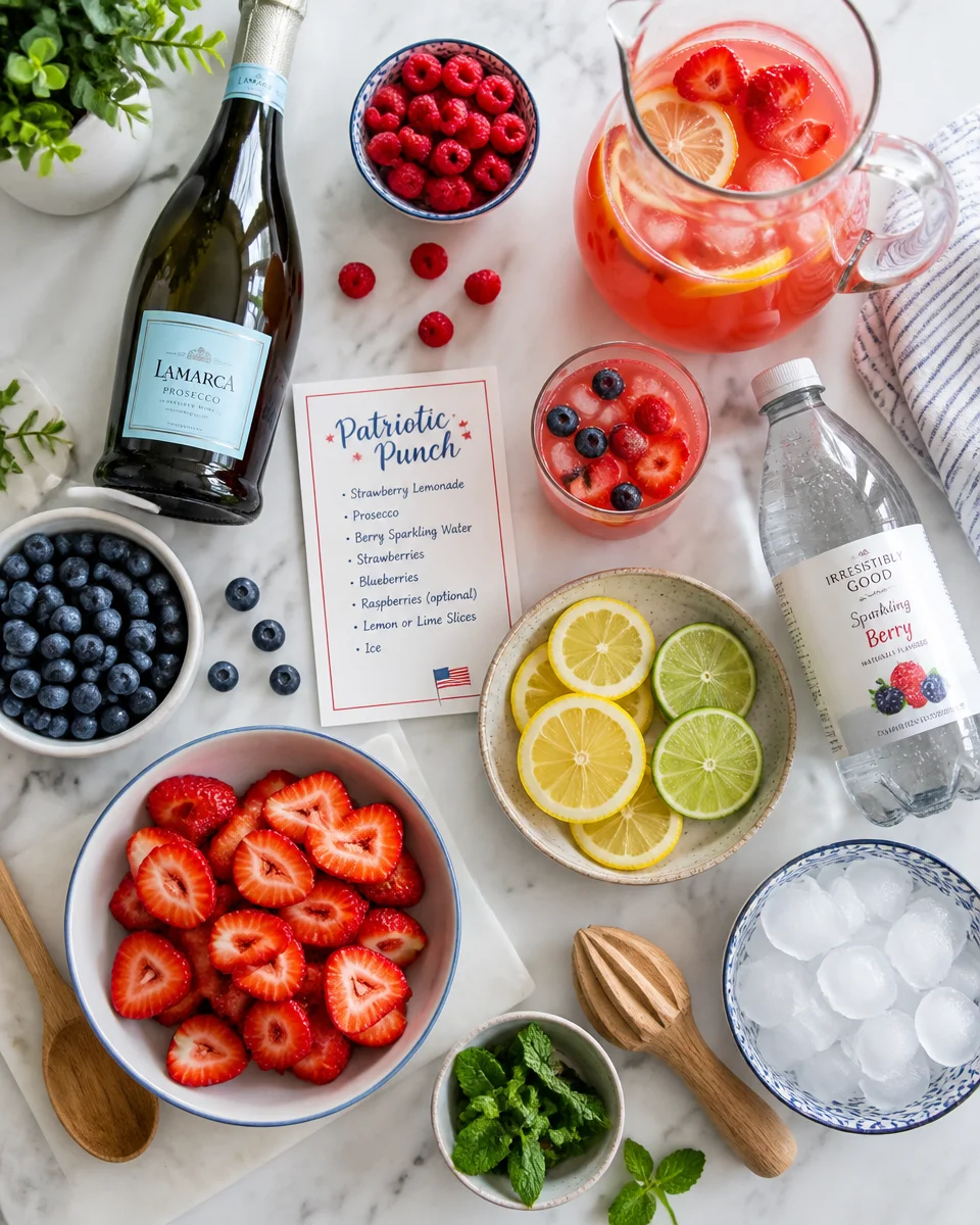 Red White and Blue Patriotic Punch Bowl