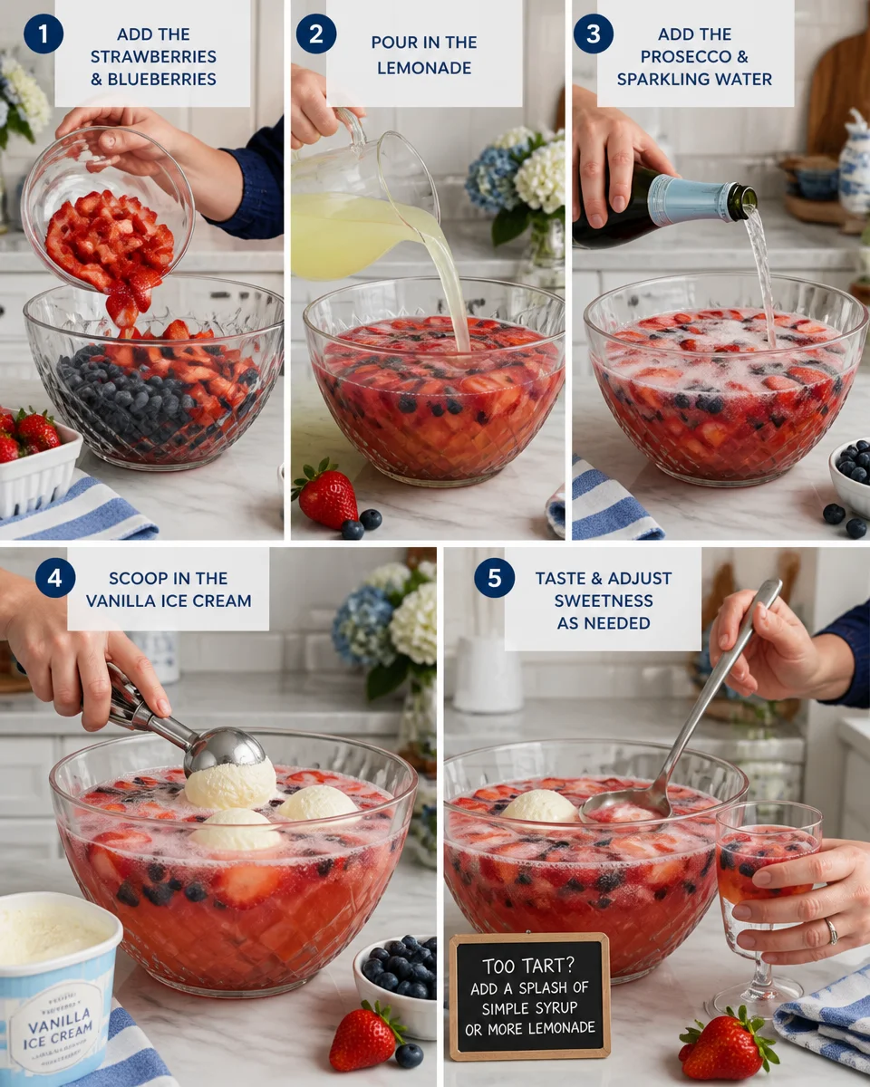 Red White and Blue Patriotic Punch Bowl