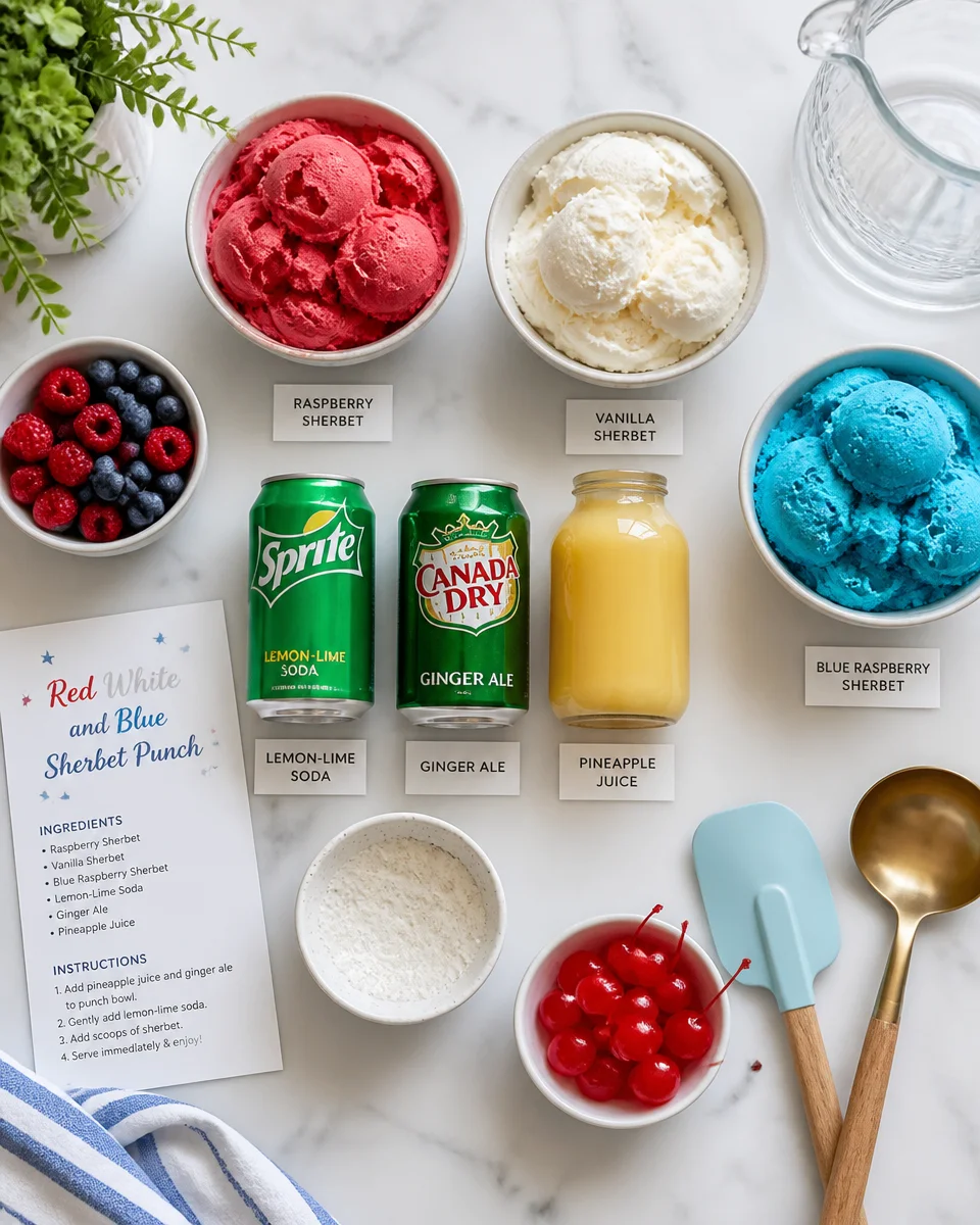 Red White and Blue Sherbet Punch Bowl